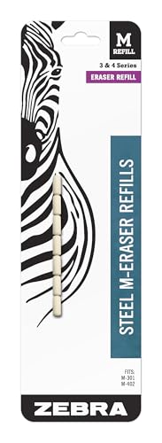 Zebra Steel M Mechanical Technical Pencil Eraser Refills 7-Count