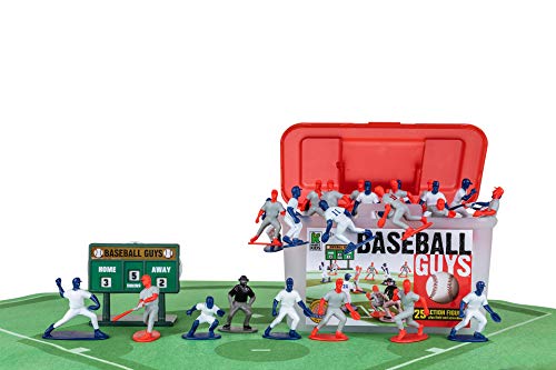 Book Cover Kaskey Kids Baseball Guys - Red/Blue Inspires Kids Imaginations with Endless Hours of Creative, Open-Ended Play â€“ Includes 2 Teams & Accessories â€“ 27 Pieces in Every Set!