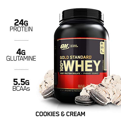 Book Cover OPTIMUM NUTRITION GOLD STANDARD 100% Whey Protein Powder, Cookies and Cream, 1.85 Pound (Package May Vary)