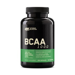 Optimum Nutrition Instantized BCAA Branched Chain Essential Amino Acids Capsules, 1000mg, 200 Count Unflavored 100.0 Servings (Pack of 1)