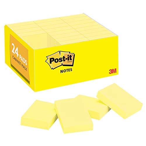 Post-it Notes Value Pack, 24-Pads/Pack, America's #1 Favorite Sticky Note, 1-3/8 x 1 7/8 -Inches (653-24VAD)