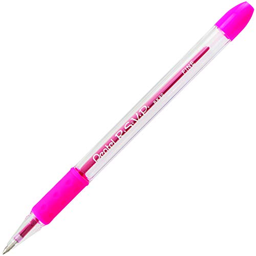Pentel R.S.V.P. Ballpoint Pen, 0.7mm Fine Tip, Pink Ink, Box of 12 (BK90-P)