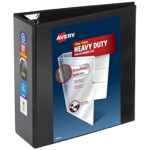 Avery 79604 Heavy-Duty View Binder w/Locking 1-Touch EZD Rings, 4" Cap, Black