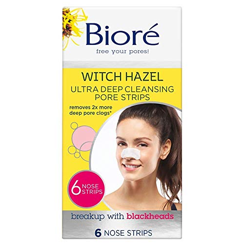Book Cover Bioré Blackhead Removing and Pore Unclogging Ultra Deep Cleansing Pore Strip with Witch Hazel, Cruelty Free, Vegan, Oil-Free & Non-Comedogenic, Great for Acne Prone Skin (6 Count) (Packaging May Vary)