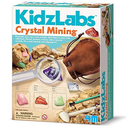Book Cover 4M Kidzlabs Crystal Mining Kit - DIY Geology Science Dig Excavate Gemstones Minerals - STEM Toys Gift for Kids & Teens, Boys & Girls, Model:3564