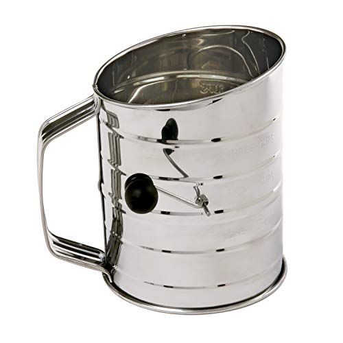 Book Cover Norpro 3-Cup Stainless Steel Rotary Hand Crank Flour Sifter With 2 Wire Agitator
