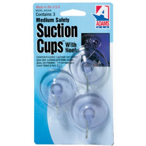 Adams Not Available Manufacturing 6500-74-3040 1-3/4-Inch Suction Cup Hook, Medium, 3-Pack, Clear