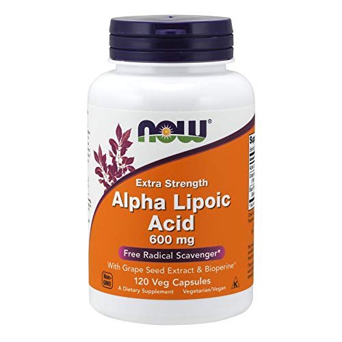 Book Cover Now Supplements, Alpha Lipoic Acid 600 mg with Grape Seed Extract & Bioperine, Extra Strength, 120 Veg Capsules