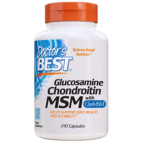 Book Cover Doctor's Best Glucosamine Chondroitin Msm with OptiMSM, Supports Healthy Joint Structure, Function & Comfort, Non-GMO, Gluten Free, Soy Free, 240 Caps