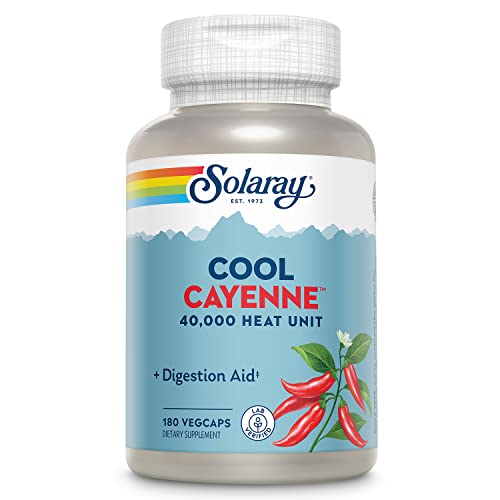 Book Cover SOLARAY Cool Cool Cayenne 40,000 HU, Healthy Digestion, Circulation, Metabolism & Cardiovascular Support 180 VegCaps