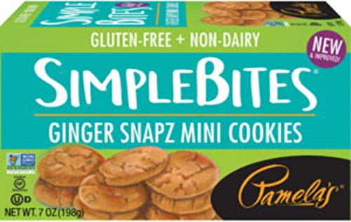 Pamela's Products Gluten Free Simplebites Mini Cookies, Ginger Snapz, 7 Ounce (Pack of 6)
