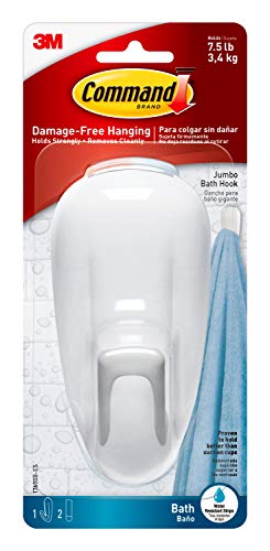 Book Cover 3M Bathroom Hook & Command Water Resistant Strips 1 Pk
