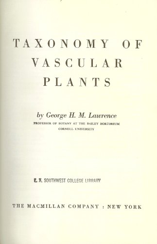 TAXONOMY OF VASCULAR PLANTS