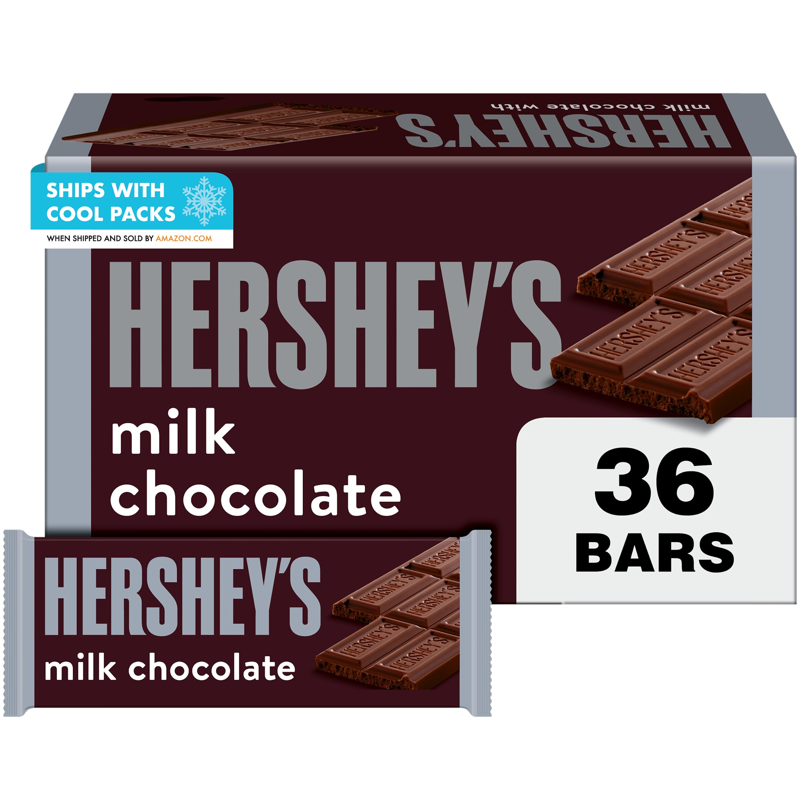HERSHEY'S Milk Chocolate Candy Bars, 1.55 oz (36 Count) Standard Bar