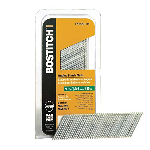 BOSTITCH Finish Nails, FN Style, Angled, 1-1/4-Inch, 15GA, 1000-Pack (FN1520-1M)