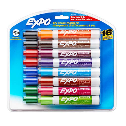 Book Cover EXPO Low Odor Dry Erase Markers, Chisel Tip, Assorted, 16 Count