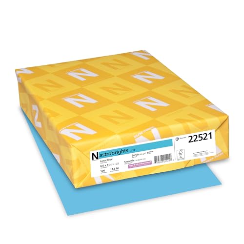 Neenah Astrobrights Premium Color Paper, 24 lb, 8.5 x 11 Inches, 500 Sheets, Lunar Blue (22521)