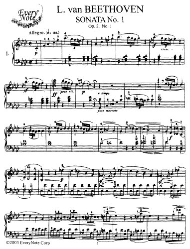Sonata No. 1 Op. 2, No. 1: Instantly download and print sheet music