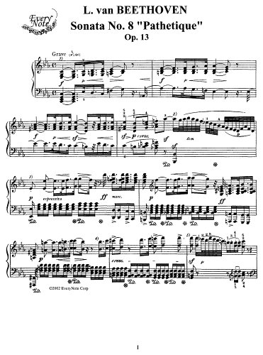 Sonata No. 8 "Pathetique" Op. 13: Instantly download and print sheet music