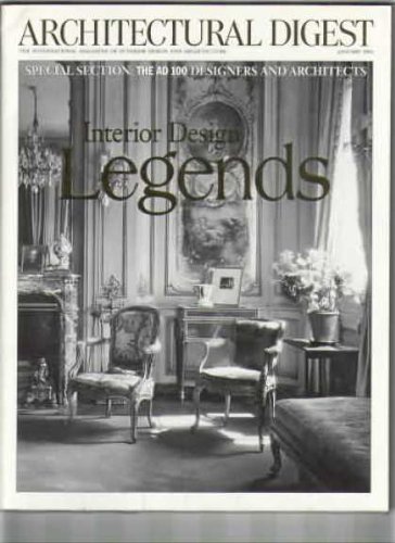 Architectural Digest January 2000 Interior Design Legends Special Section The AD 100 Designers & Architects, Includes Billy Baldwin, Elsie De Wolfe, Tony Duquette , John Fowler, Georges Geffrey, Ruby Ross Wood, Nina Campbell, Frances Elkins, William Hai
