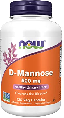 Book Cover NOW Supplements, D-Mannose 500 mg, Non-GMO Project Verified, Healthy Urinary Tract*, 120 Veg Capsules