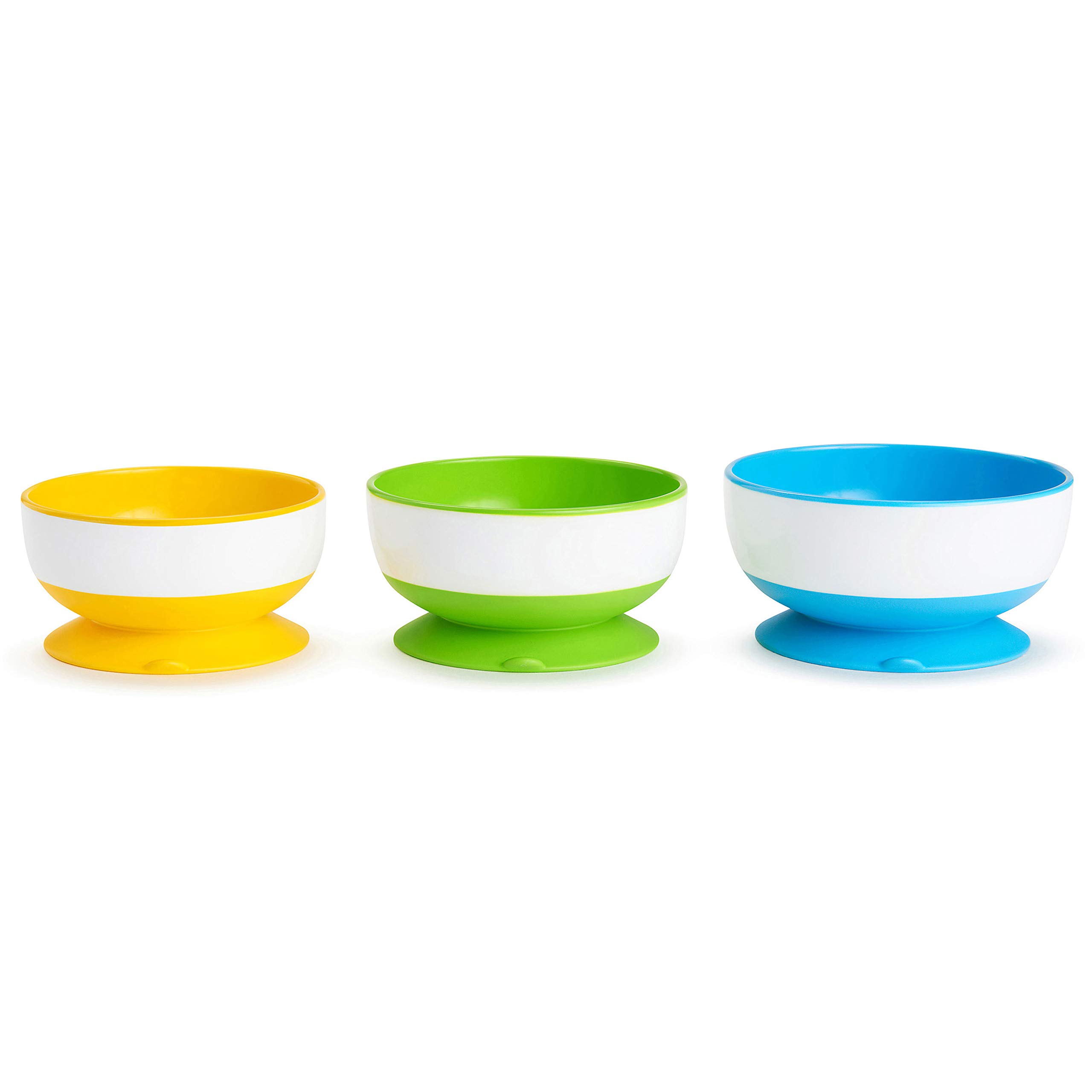 Book Cover Munchkin® Stay Put™ Suction Bowls for Babies and Toddlers, 3 Pack, Blue/Green/Yellow