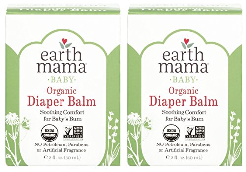 Organic Diaper Balm by Earth Mama | Safe Calendula Cream to Soothe and Protect Sensitive Skin, Non-GMO Project Verified, 2-Fluid Ounce (2-Pack)