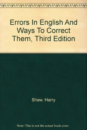 Errors In English And Ways To Correct Them, Third Edition