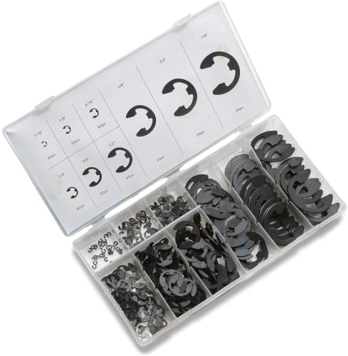 Neiko 50455A E-Clip Shop Assortment, 300 Count | 9 Sizes (1/16"" - 7/8"")