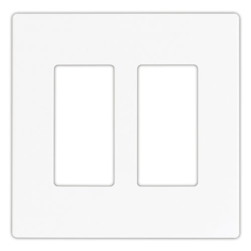 EATON 9522WS Aspire 9522 Decorative Mid Size Screw Less Wall Plate, 2 Gang 4-1/2 in L X 4.56 in W 0.08 in T, Satin, White