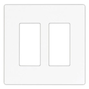 EATON 9522WS Aspire 9522 Decorative Mid Size Screw Less Wall Plate, 2 Gang 4-1/2 in L X 4.56 in W 0.08 in T, Satin, White