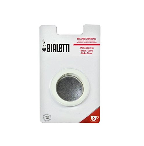 Book Cover Bialetti 06601 Moka Express 6 Cup Replacement Filter and 3 Gaskets , White