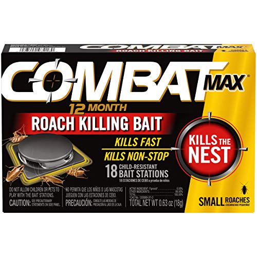Book Cover Combat Max 12 Month Roach Killing Bait, Small Roach Bait Station, Child-Resistant, 18 Count