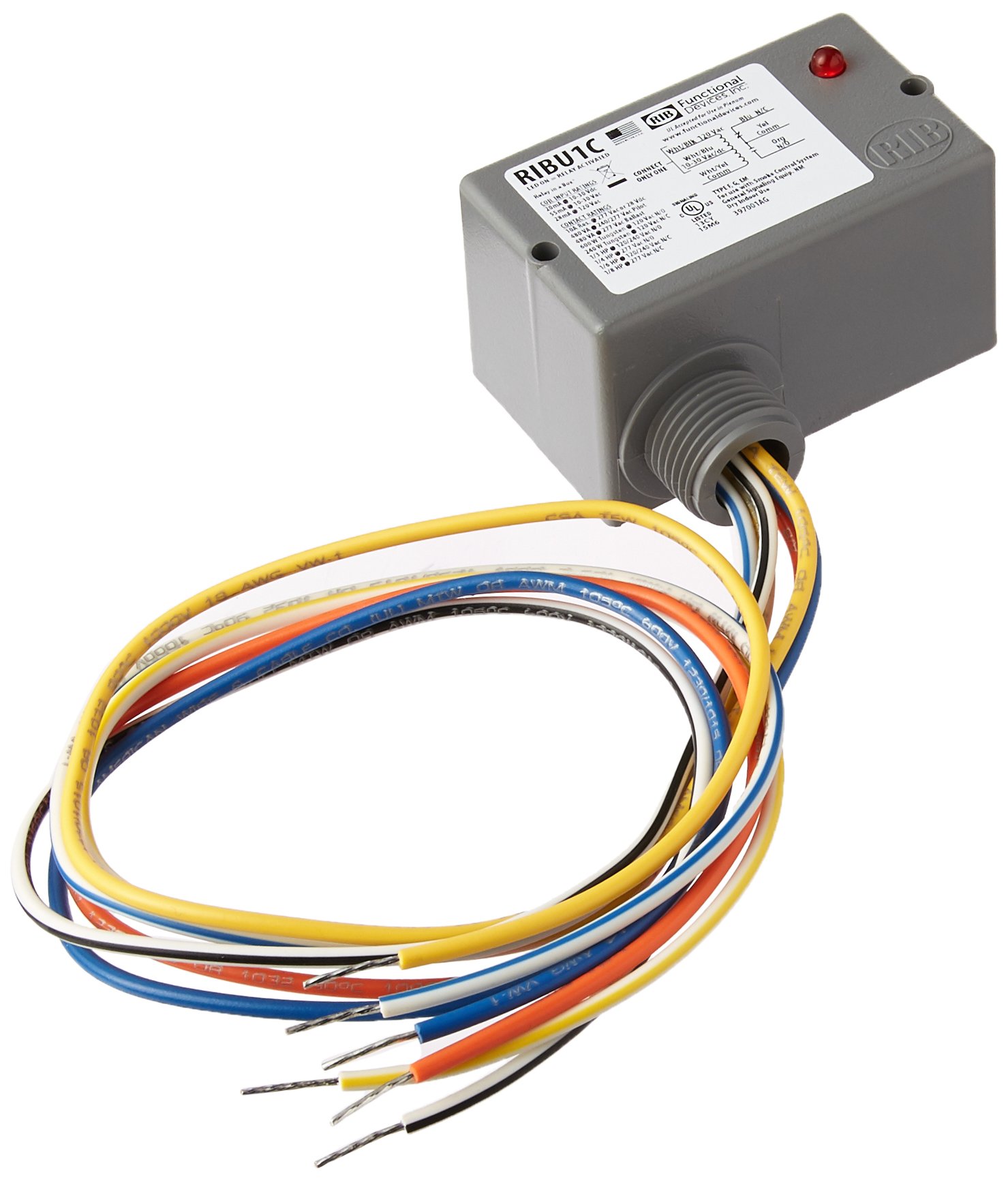 Functional Devices RIBU1C Enclosed Pilot Relay, 10 Amp Spdt with 10-30 Vac/Dc/120 Vac Coil full size