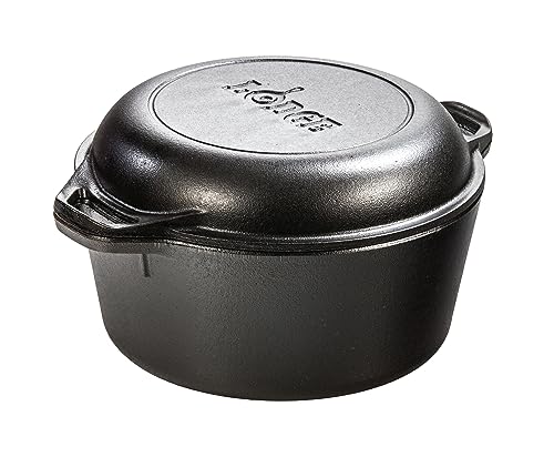 Lodge Cast Iron Serving Pot Cast Iron Double Dutch Oven, 5-Quart 5 Quart Double Dutch