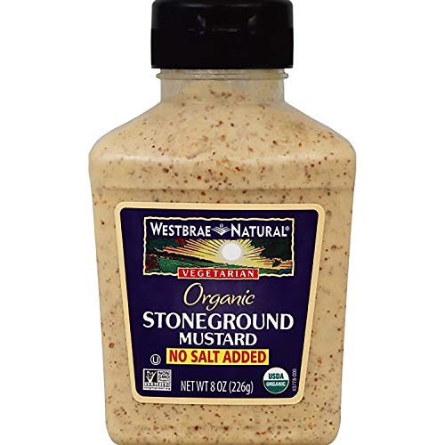 Book Cover Westbrae Natural Stoneground Mustard, No Salt Added, 8 Ounce Bottle (Pack of 12)