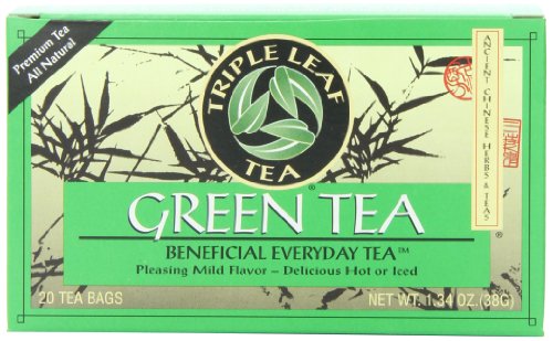 Triple Leaf Tea, Tea Bags, Green Tea, 1.34-Ounce Bags, 20-Count Boxes (Pack of 6)