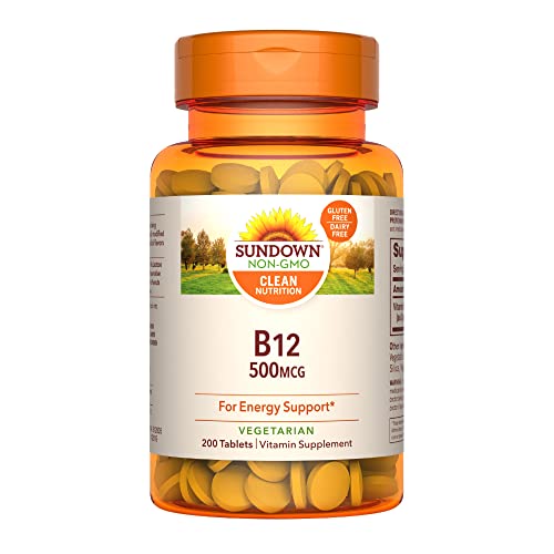 Sundown Vitamin B12 500 mcg, Supports Nervous System And Cellular Energy Health, 200 Tablets