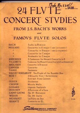 24 Flute Concert Studies From J. S. Bach's Works and Famous Flute Solos (B-432)