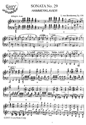 Sonata No. 29 "Hammerklavier" Op. 106: Instantly download and print sheet music