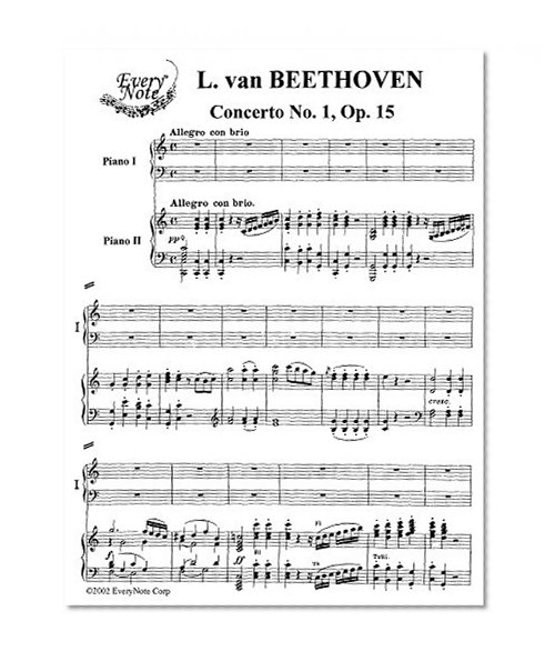 Beethoven Concerto No. 1, Op. 15 for Piano and Orchestra (2 Piano reduction): Instantly download and print sheet music