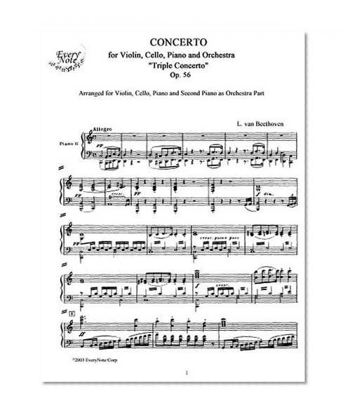 Beethoven Concerto for Violin, Cello, Piano and Orchestra "Triple Concerto" Op. 56 (Piano accompaniment): Instantly download and print sheet music