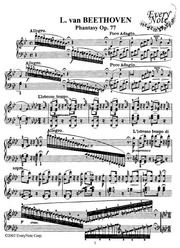 Beethoven Fantasy Op. 77 for Piano: Instantly download and print sheet music