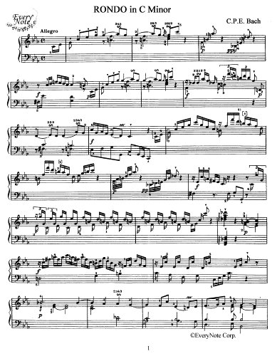 Bach C.P.E. Rondo in C Minor: Instantly download and print sheet music