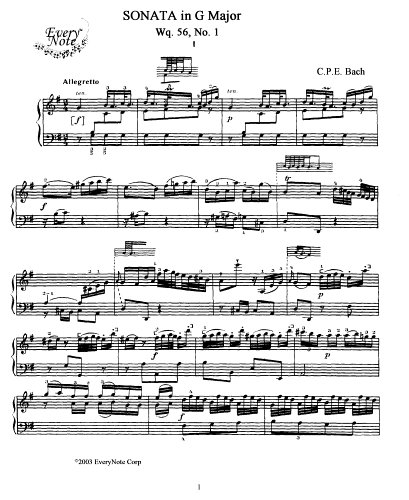 Bach C.P.E. Sonata in G Major: Instantly download and print sheet music