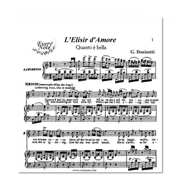 Donizetti: L'Elisir d'Amore - Quanto e bella - Nemorino, tenor: Instantly download and print sheet music