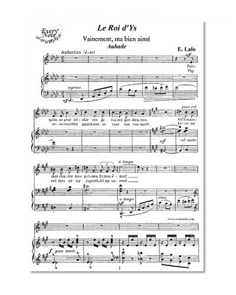 Lalo: Le Roi d'Ys - Vainement, ma bien aime (Aubade) - tenor: Instantly download and print sheet music