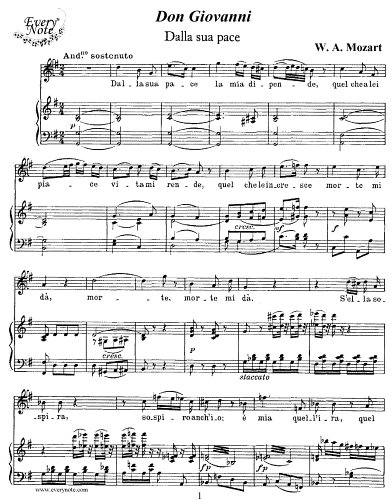 Mozart: Don Giovanni - Dalla sua pace - Don Ottavio, tenor: Instantly download and print sheet music