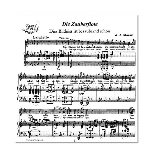 Mozart: Die Zauberflote - Dies Bildniss ist bezaubernd schon - Tamino, tenor: Instantly download and print sheet music