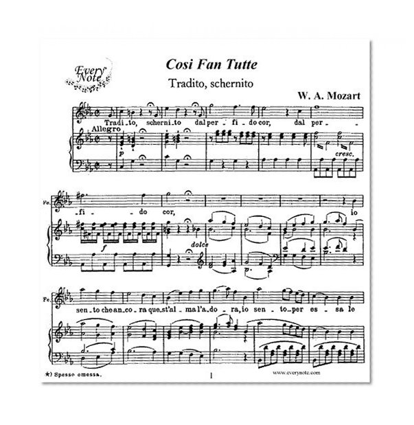 Mozart: Cosi Fan Tutte - Tradito, schernito - Ferrando, tenor: Instantly download and print sheet music